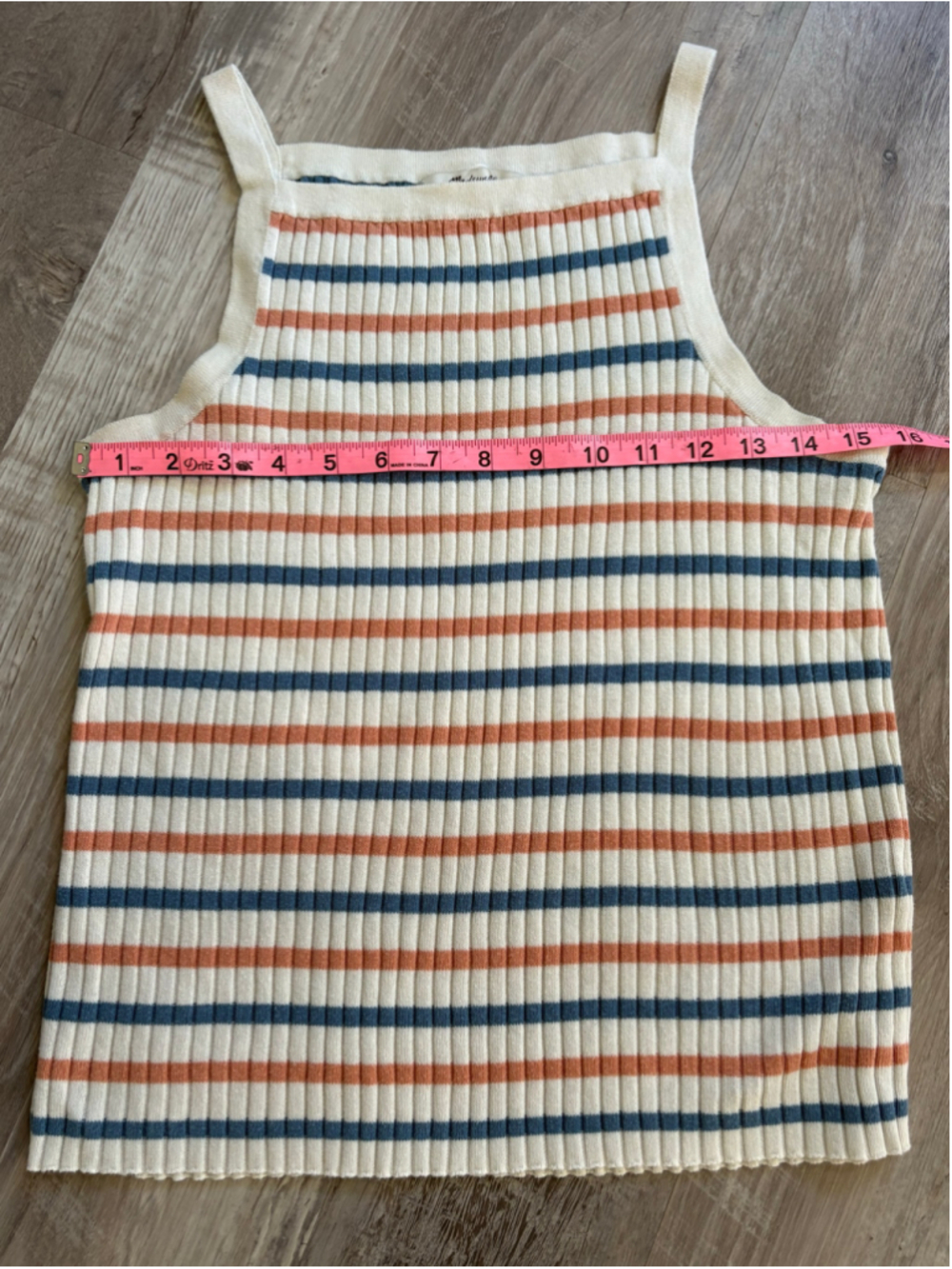 Madewell Striped Apron Sweater Tank Top Ribbed Knit Cotton Hemp Size M - Picture 6 of 9
